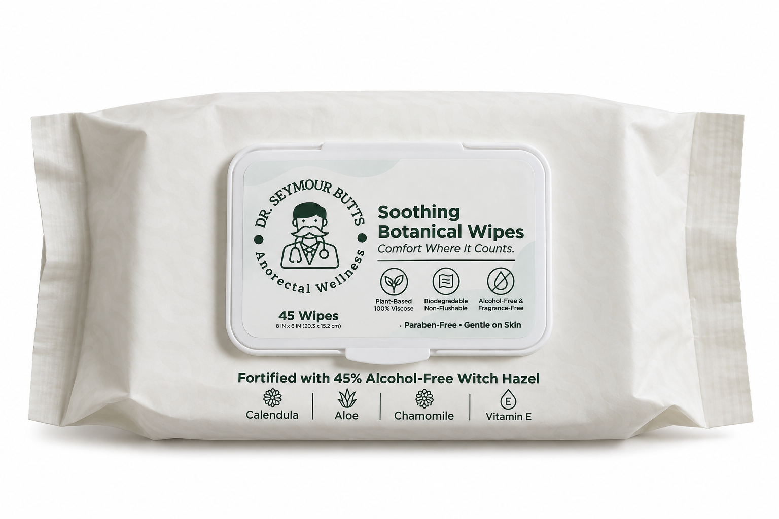 Dr. Seymour Butts Soothing Botanical Wipes, one pack